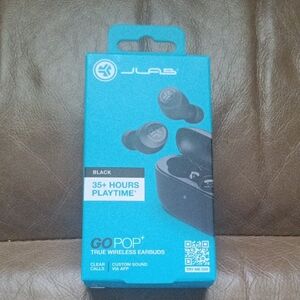 JLab GO POP+ True Wireless Earbuds - Black and Blue